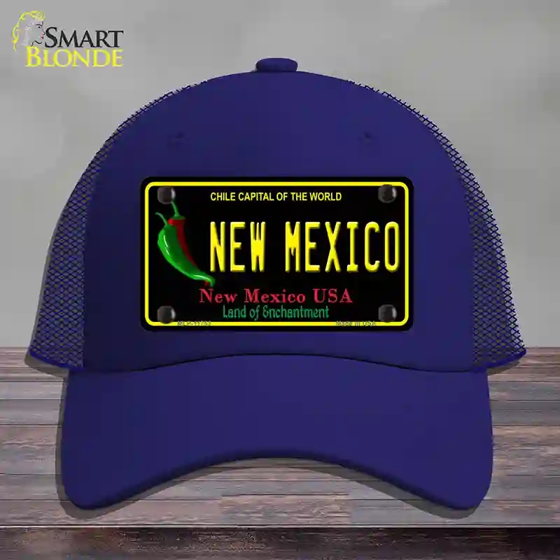 HAT18-MLP-11753   Mexico Black State Novelty License Plate Hat, Mesh - Royal Blue
