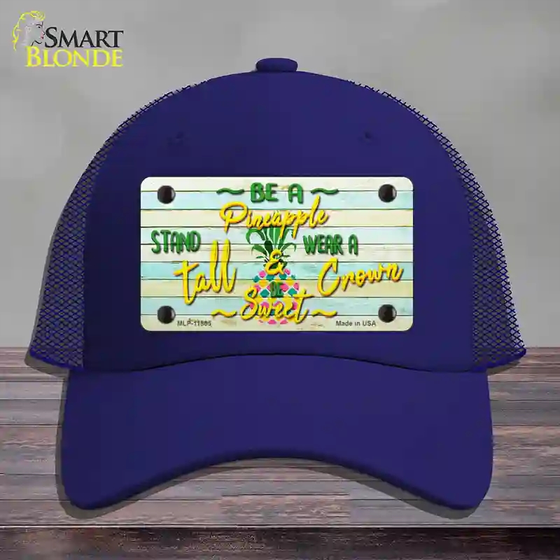 HAT18-MLP-11865 Be a Pineapple Novelty License Plate Hat, Mesh - Royal Blue