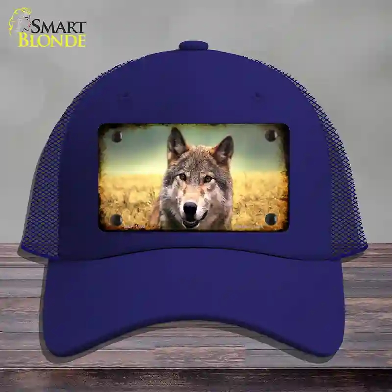 HAT18-MLP-1189 Wolf Novelty License Plate Hat, Mesh - Royal Blue