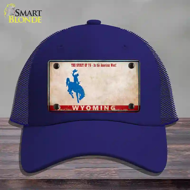HAT18-MLP-11932 Wyoming Rusty Novelty License Plate Hat, Mesh - Royal Blue