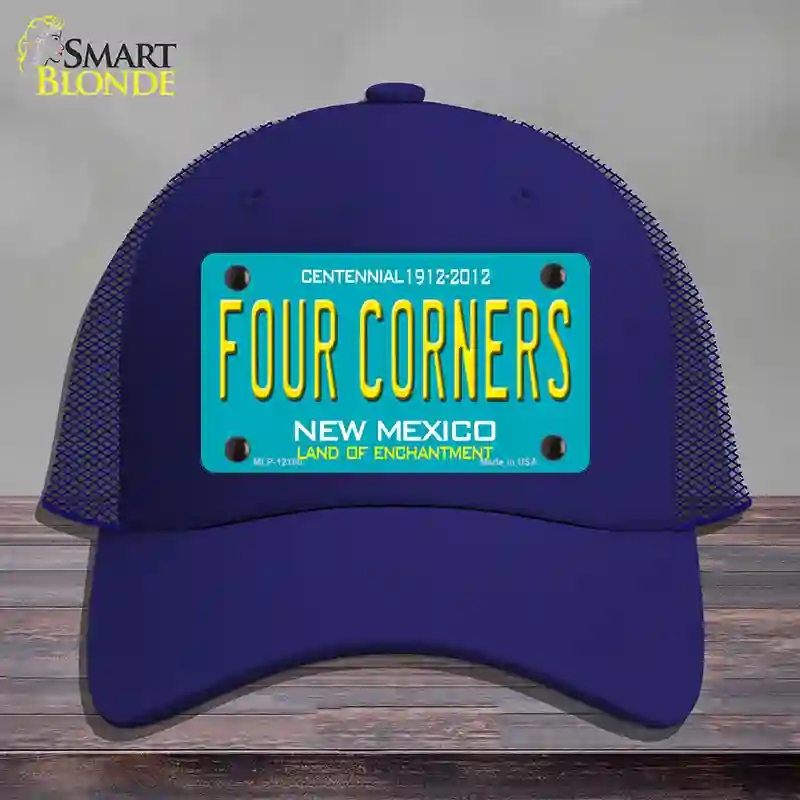 HAT18-MLP-12160 Four Corners Teal   Mexico Novelty License Plate Hat, Mesh - Royal Blue
