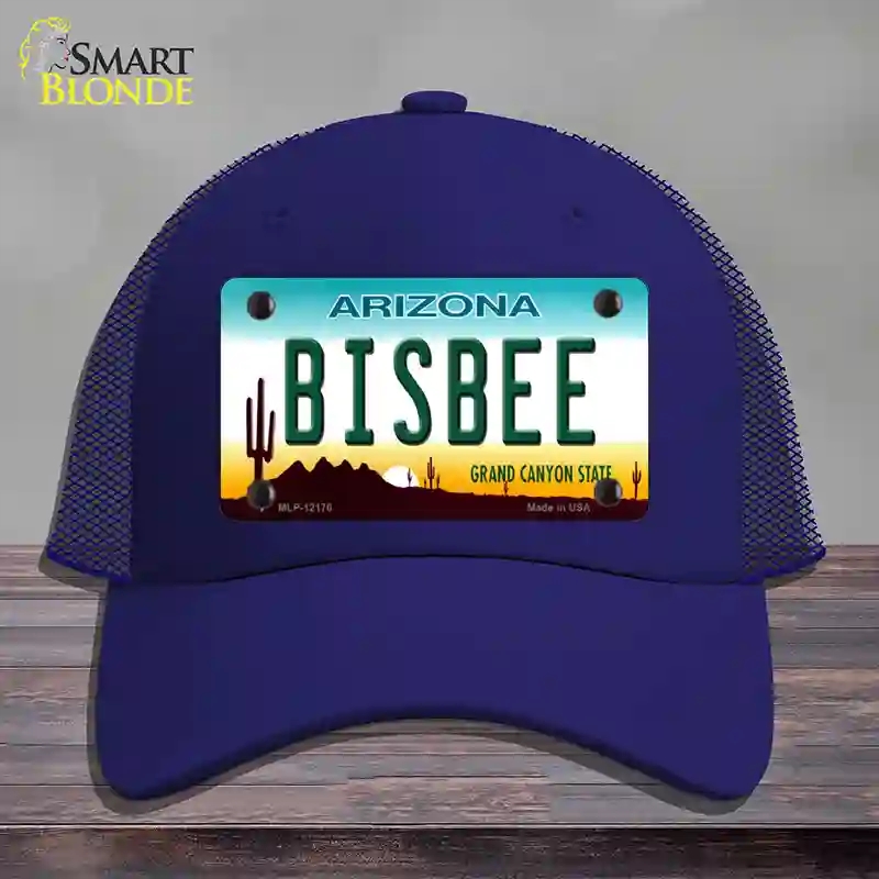 HAT18-MLP-12176 Bisbee Arizona Novelty License Plate Hat, Mesh - Royal Blue