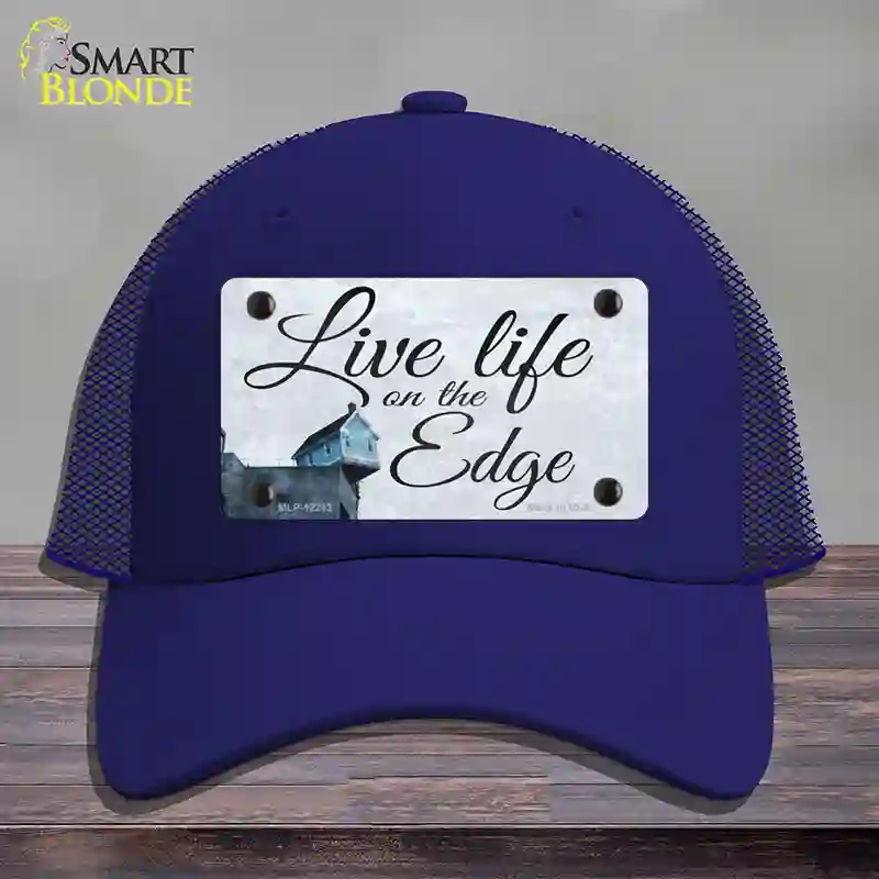 HAT18-MLP-12213 Live Life on the Edge Novelty License Plate Hat, Mesh - Royal Blue
