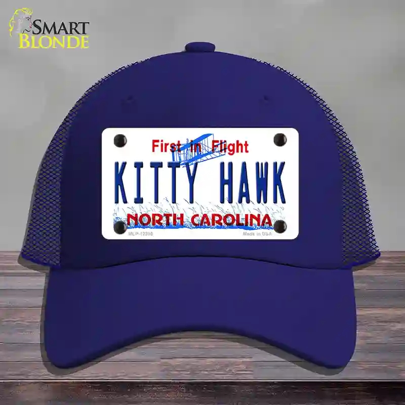 HAT18-MLP-12305 North Carolina Kitty Hawk Novelty License Plate Hat, Mesh - Royal Blue