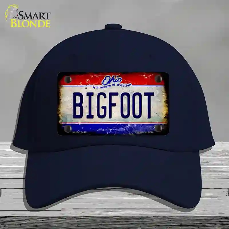 HAT20-MLP-12498 Bigfoot Ohio Novelty License Plate Hat, Cotton - Navy