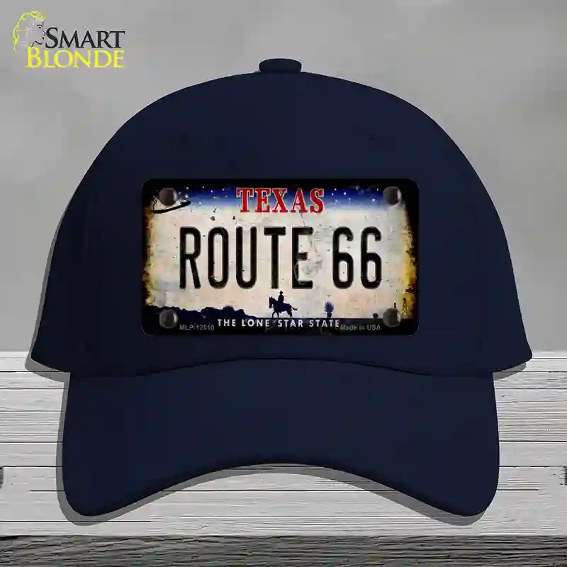 HAT20-MLP-12510 Route 66 Texas Rusty Novelty License Plate Hat, Cotton - Navy