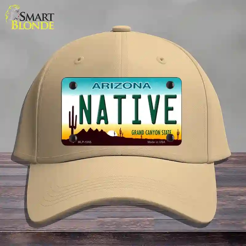 HAT22-MLP-1055 Native Arizona Novelty License Plate Hat, Cotton - Khaki