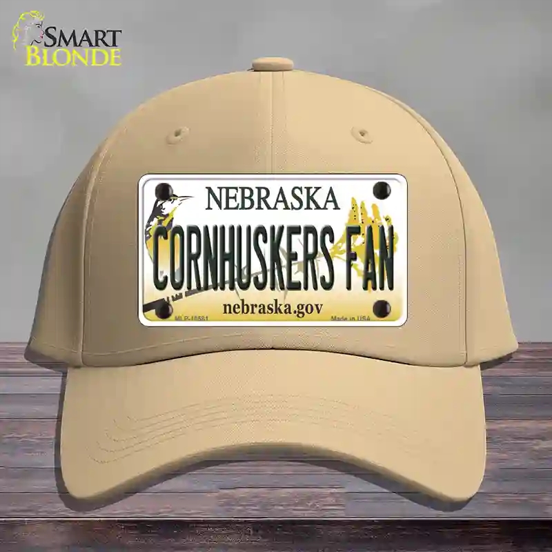 HAT22-MLP-10581 Cornhuskers Fan Nebraska Novelty License Plate Hat, Cotton - Khaki