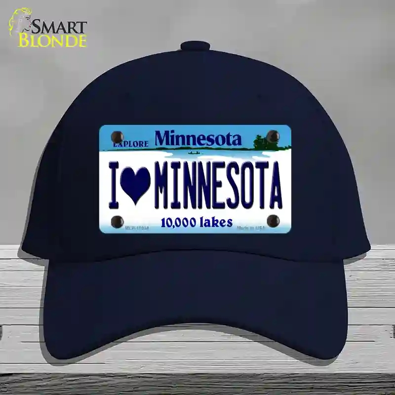 HAT20-MLP-11034 I Love Minnesota Novelty License Plate Hat, Cotton - Navy