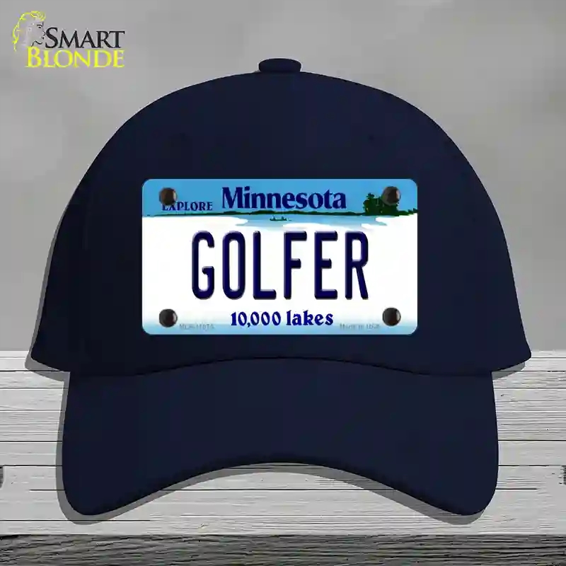 HAT20-MLP-11075 Golfer Minnesota State Novelty License Plate Hat, Cotton - Navy