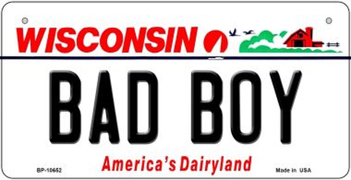 Bad Boy Wisconsin Novelty Metal Bicycle Plate BP-10652
