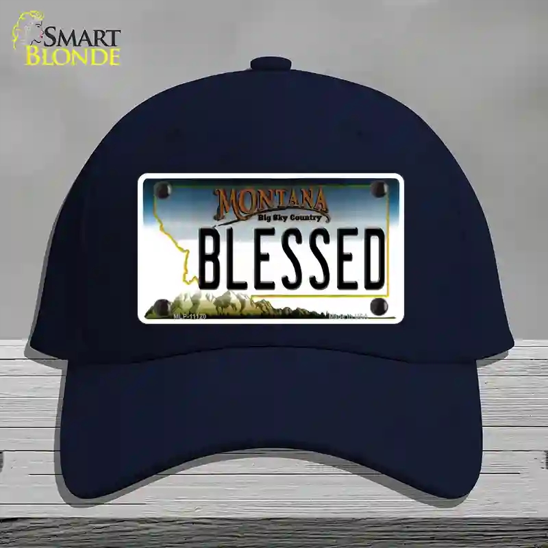HAT20-MLP-11120 Blessed Montana State Novelty License Plate Hat, Cotton - Navy