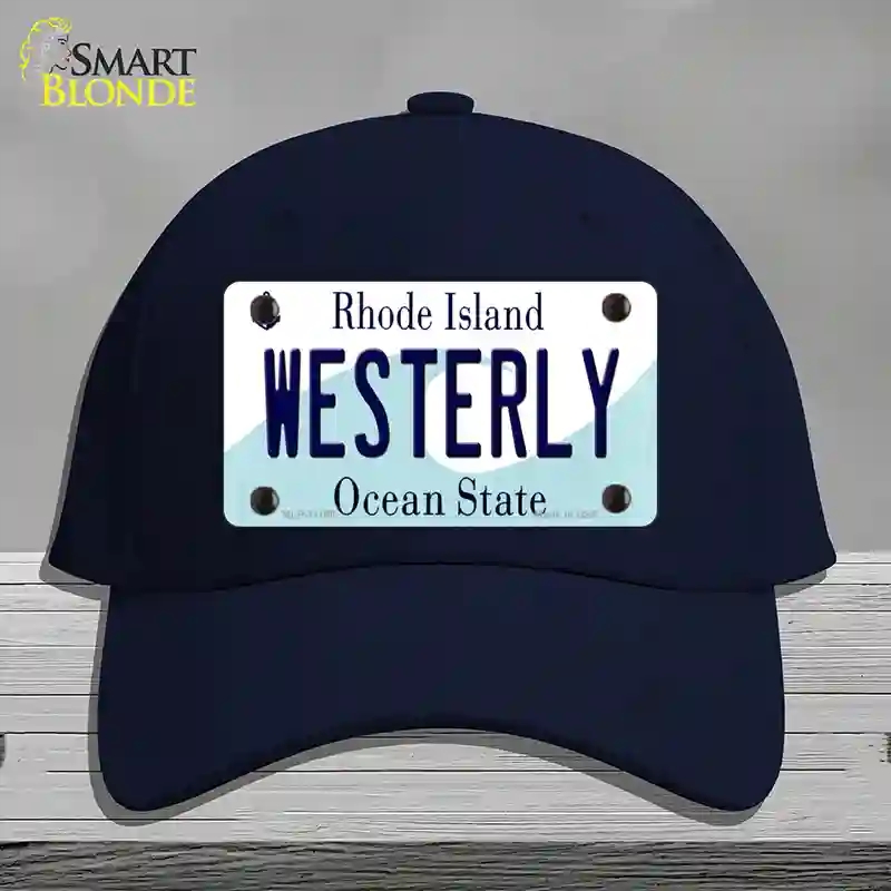 HAT20-MLP-11188 Westerly Rhode Island State Novelty License Plate Hat, Cotton - Navy