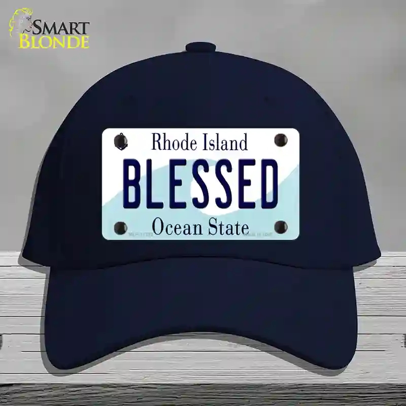HAT20-MLP-11215 Blessed Rhode Island State Novelty License Plate Hat, Cotton - Navy