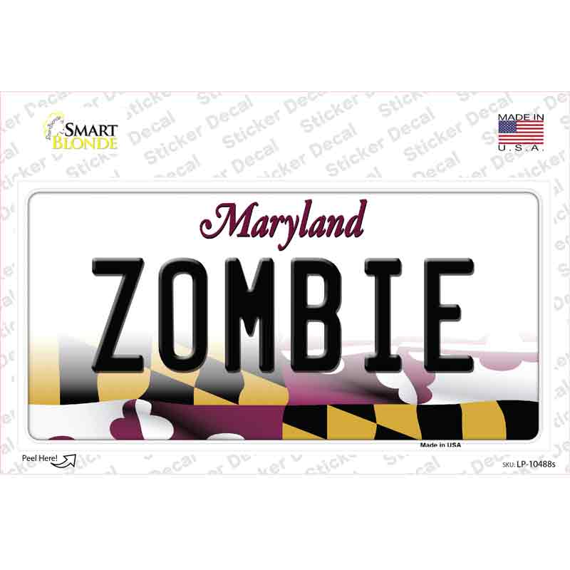 LP-10488s-M Zombie Maryland Novelty Sticker Decal, Medium