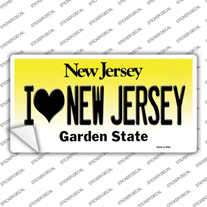LP-10156s-L I Love   Jersey Novelty Sticker Decal, Large