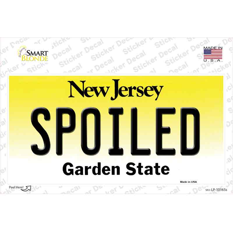 LP-10165s-M Spoiled   Jersey Novelty Sticker Decal, Medium
