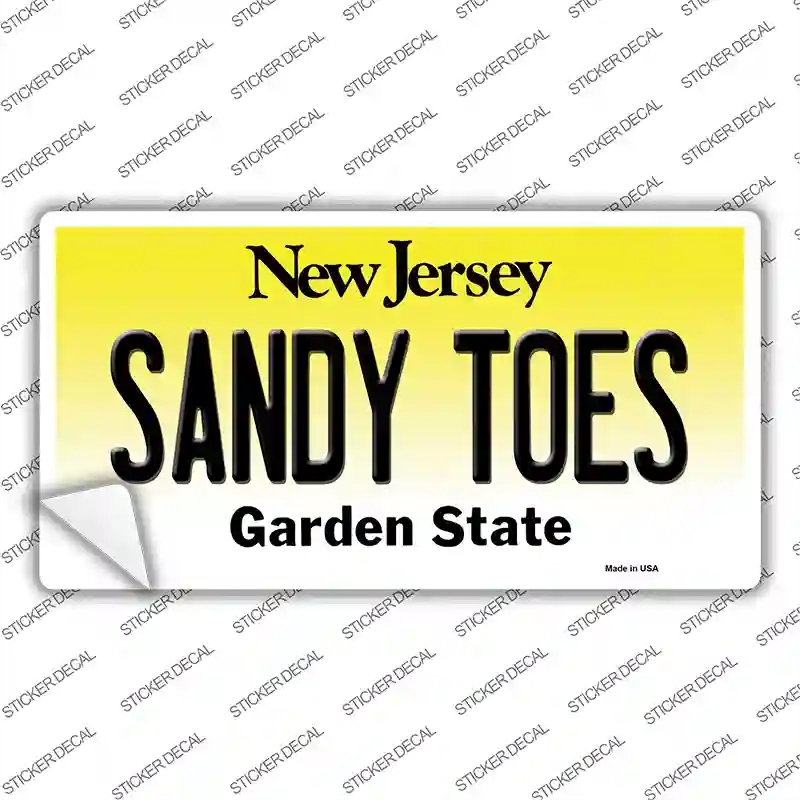 LP-10184s-L Sandy Toes   Jersey Novelty Sticker Decal, Large