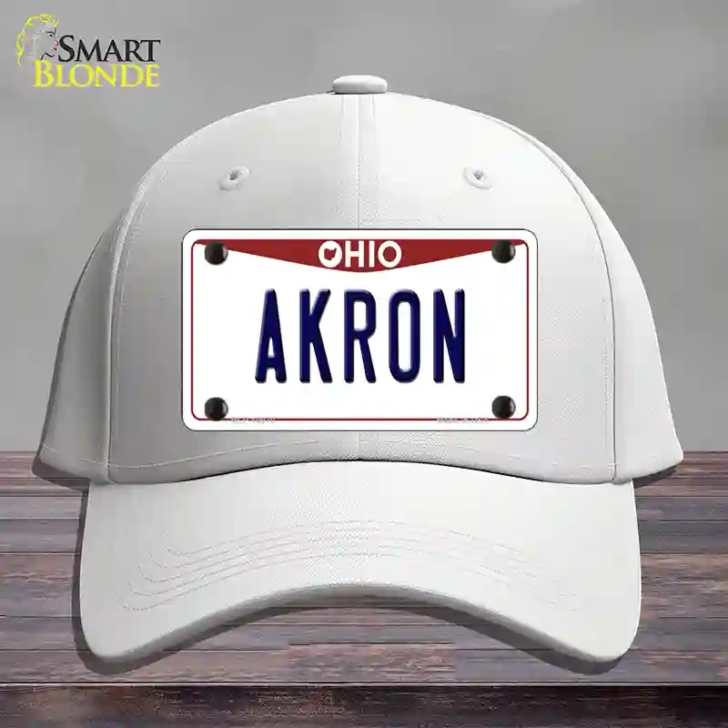 HAT21-MLP-10070 Akron Ohio Novelty License Plate Hat, Cotton - White