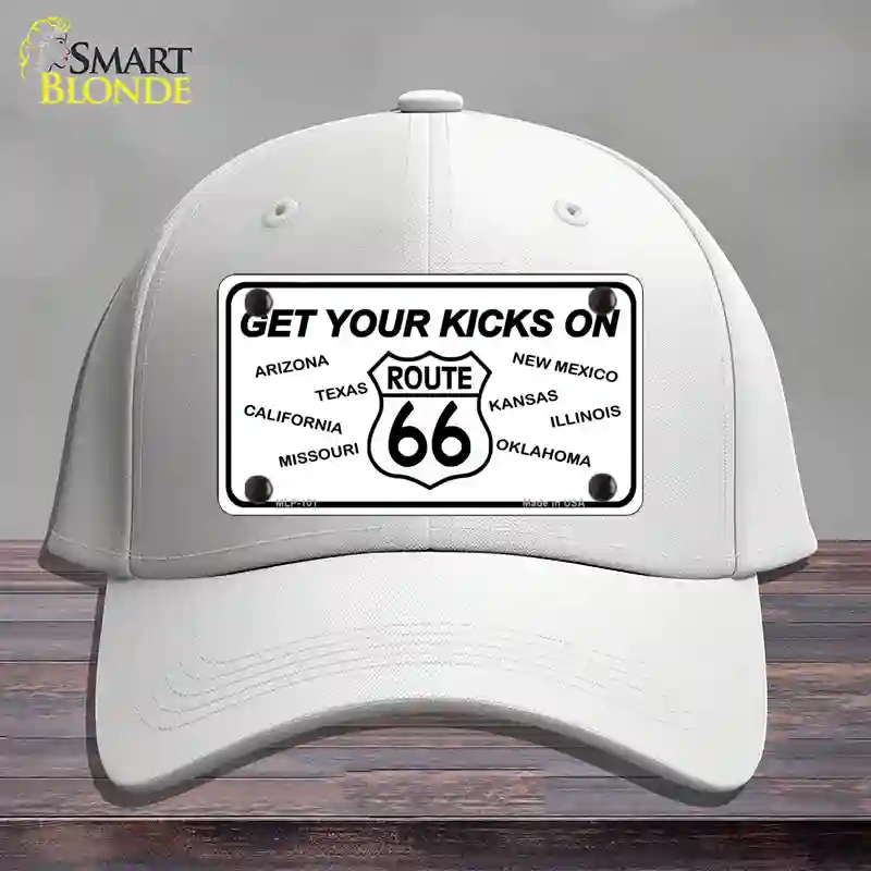 HAT21-MLP-101 Get Your Kicks on 66 Novelty License Plate Hat, Cotton - White