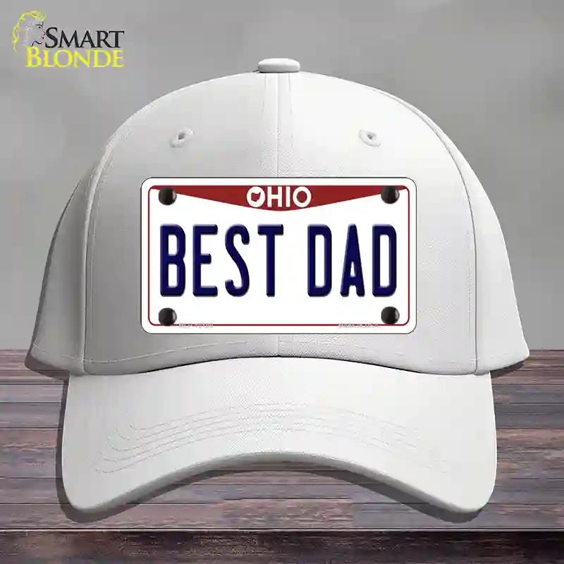 HAT21-MLP-10100 Best Dad Ohio Novelty License Plate Hat, Cotton - White