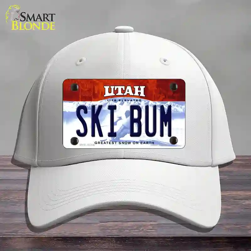 HAT21-MLP-10206 Ski Bum Utah Novelty License Plate Hat, Cotton - White