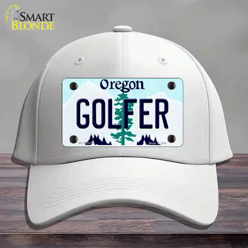 HAT21-MLP-10377 Golfer Oregon Novelty License Plate Hat, Cotton - White