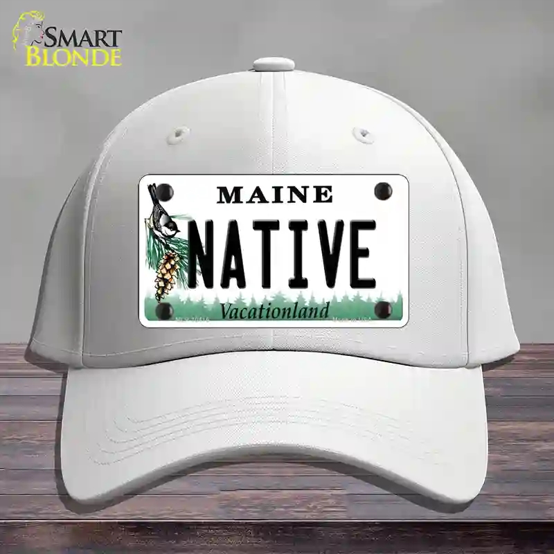 HAT21-MLP-10416 Native Maine Novelty License Plate Hat, Cotton - White