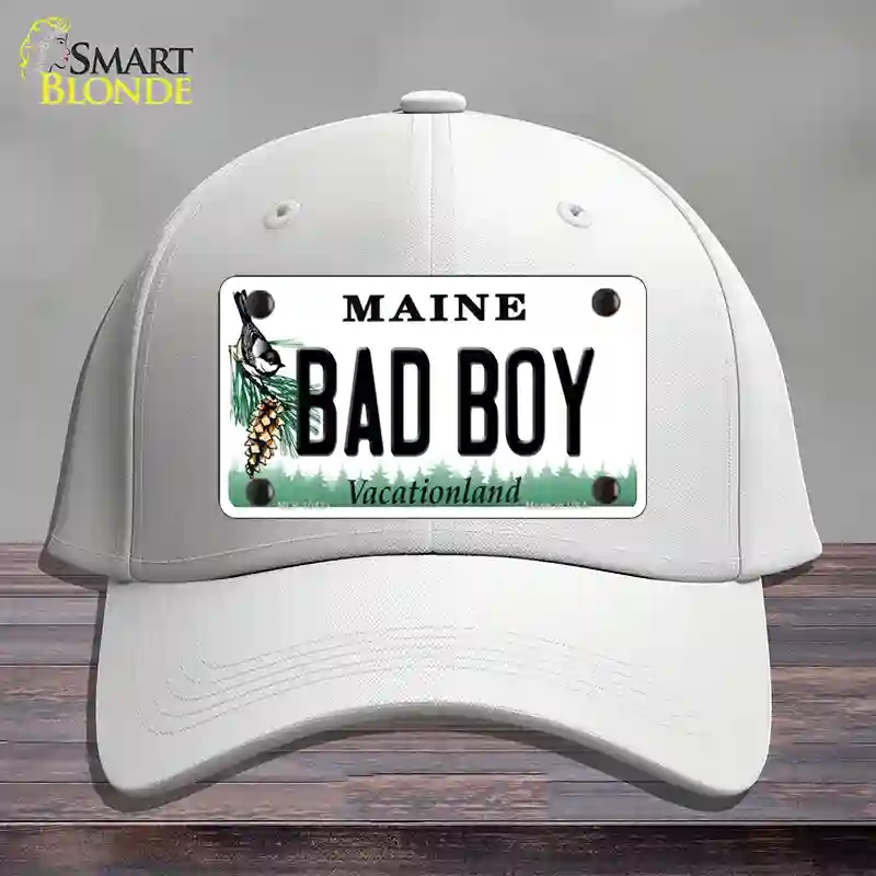 HAT21-MLP-10421 Bad Boy Maine Novelty License Plate Hat, Cotton - White