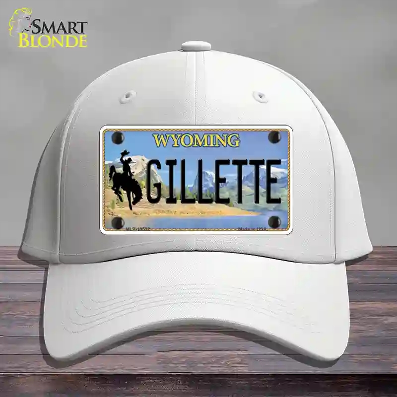 HAT21-MLP-10522 Gillette Wyoming Novelty License Plate Hat, Cotton - White
