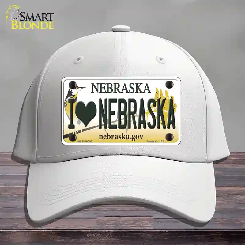 HAT21-MLP-10567 I Love Nebraska Novelty License Plate Hat, Cotton - White