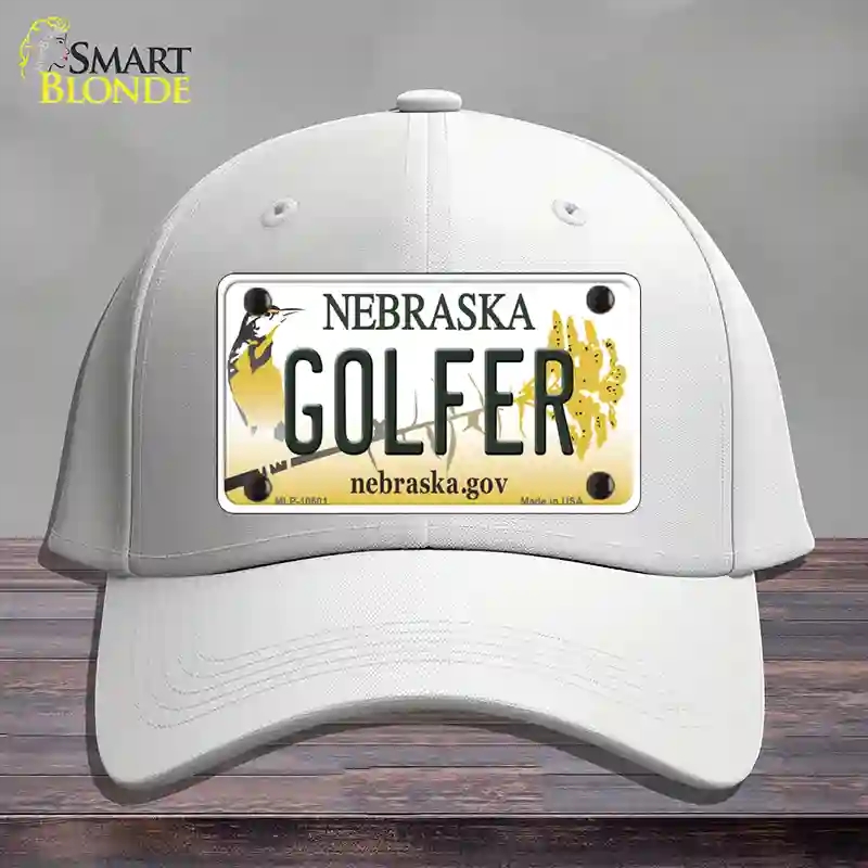 HAT21-MLP-10601 Golfer Nebraska Novelty License Plate Hat, Cotton - White