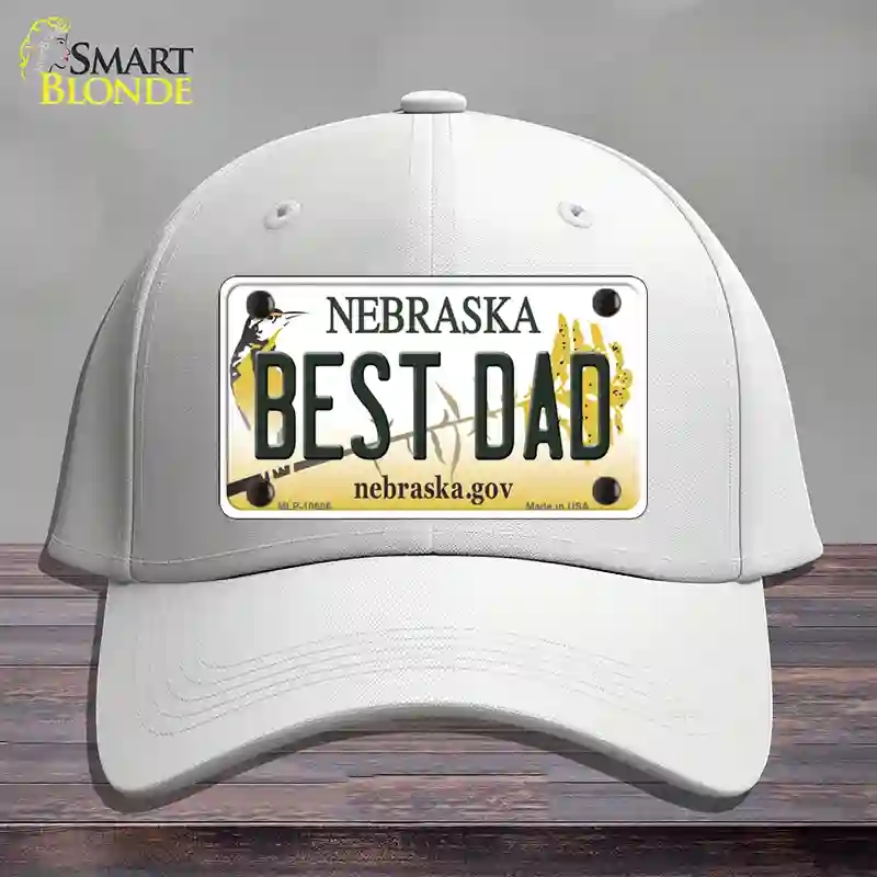 HAT21-MLP-10606 Best Dad Nebraska Novelty License Plate Hat, Cotton - White