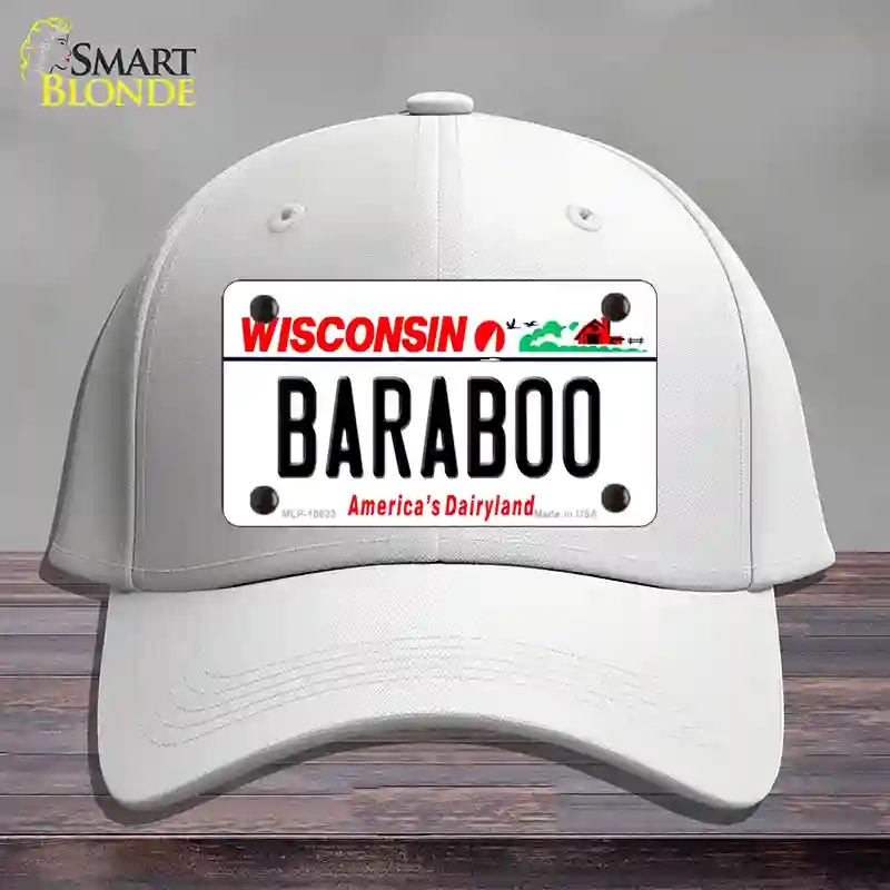 HAT21-MLP-10623 Baraboo Wisconsin Novelty License Plate Hat, Cotton - White