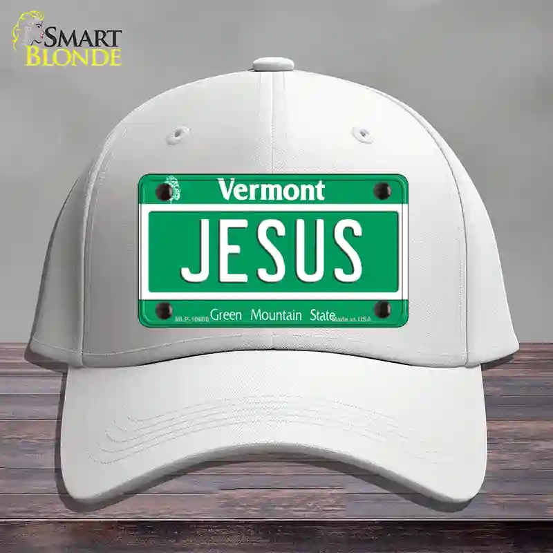 HAT21-MLP-10680 Jesus Vermont Novelty License Plate Hat, Cotton - White
