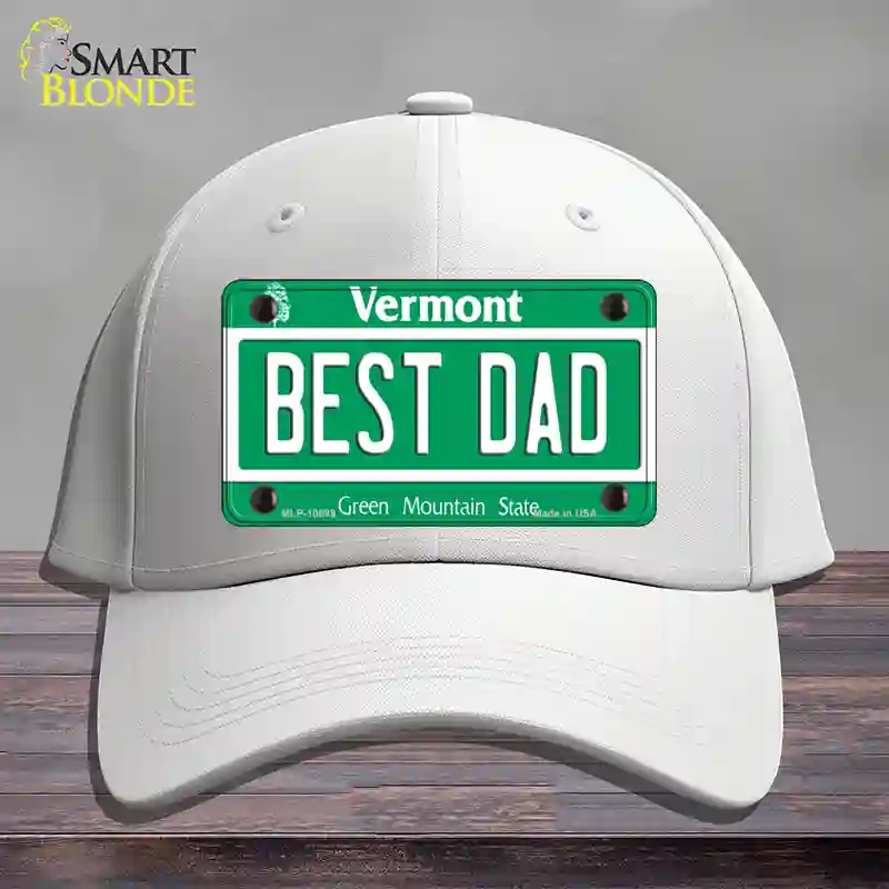 HAT21-MLP-10699 Best Dad Vermont Novelty License Plate Hat, Cotton - White