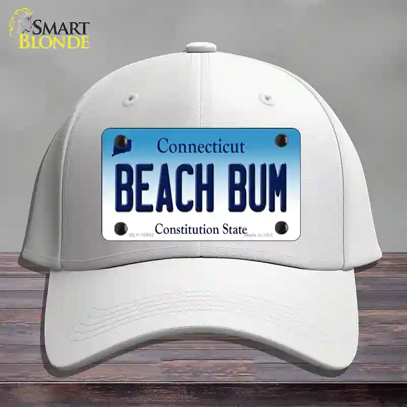 HAT21-MLP-10930 Beach Bum Connecticut Novelty License Plate Hat, Cotton - White