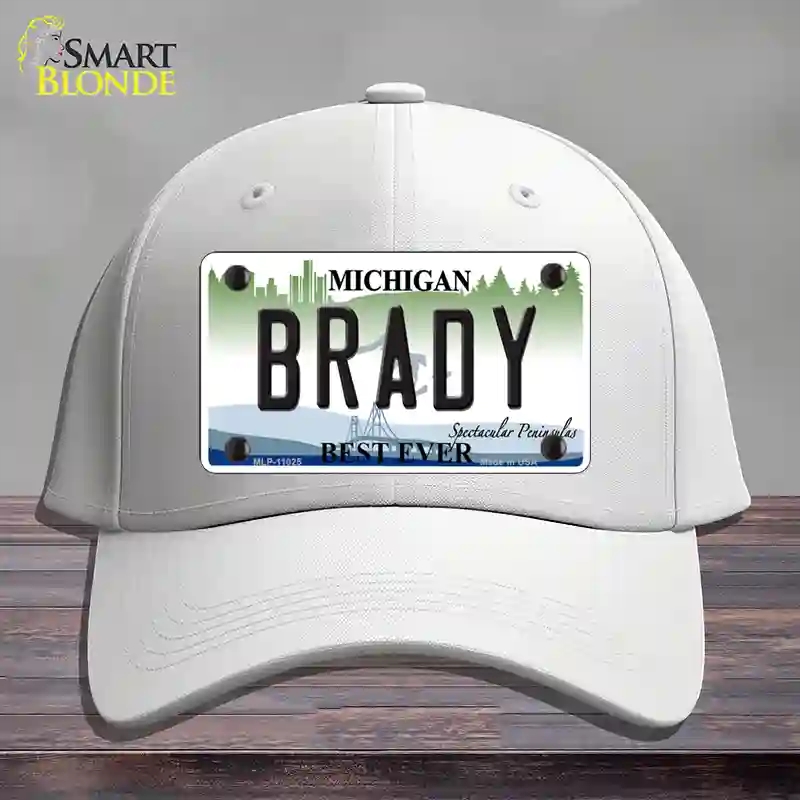 HAT21-MLP-11025 Brady Michigan Novelty License Plate Hat, Cotton - White