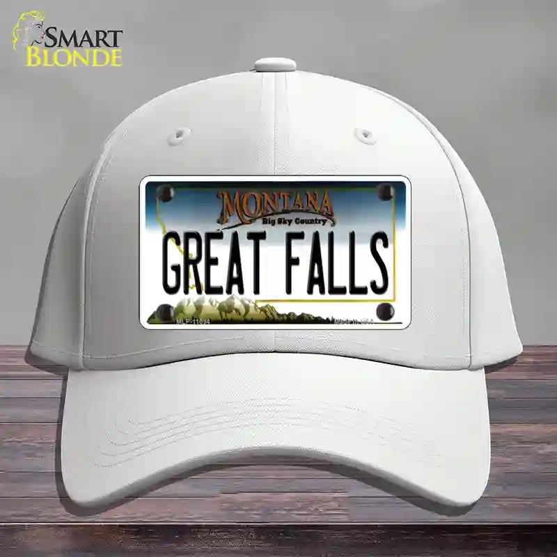 HAT21-MLP-11094 Great Falls Montana State Novelty License Plate Hat, Cotton - White
