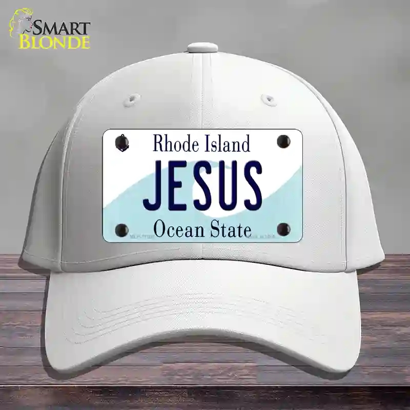 HAT21-MLP-11205 Jesus Rhode Island State Novelty License Plate Hat, Cotton - White