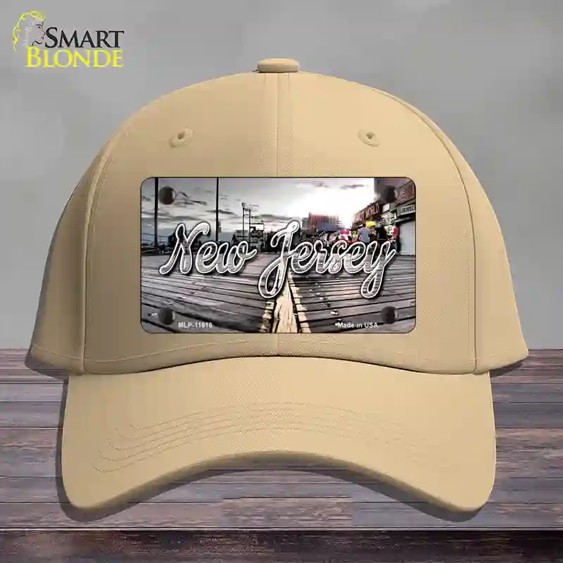 HAT22-MLP-11616   Jersey Boardwalk State Novelty License Plate Hat, Cotton - Khaki
