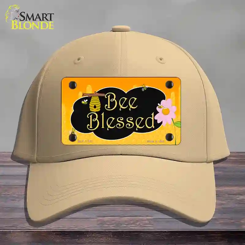 HAT22-MLP-11722 Bee Blessed Honey Hive Novelty License Plate Hat, Cotton - Khaki
