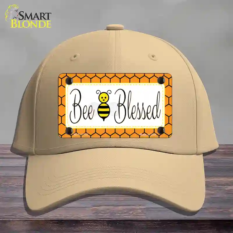 HAT22-MLP-11723 Bee Blessed Simple Novelty License Plate Hat, Cotton - Khaki