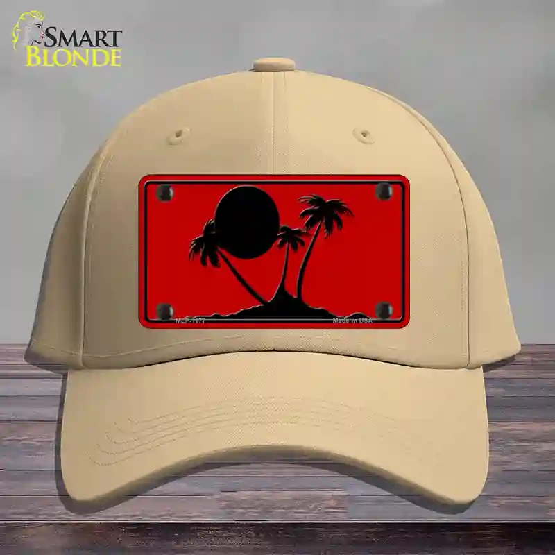 HAT22-MLP-1177 Island Palms Novelty License Plate Hat, Cotton - Khaki