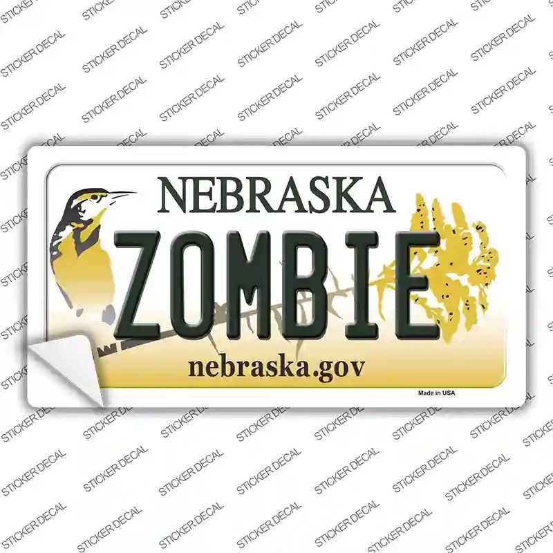 LP-10590s-S Zombie Nebraska Novelty Sticker Decal, Small