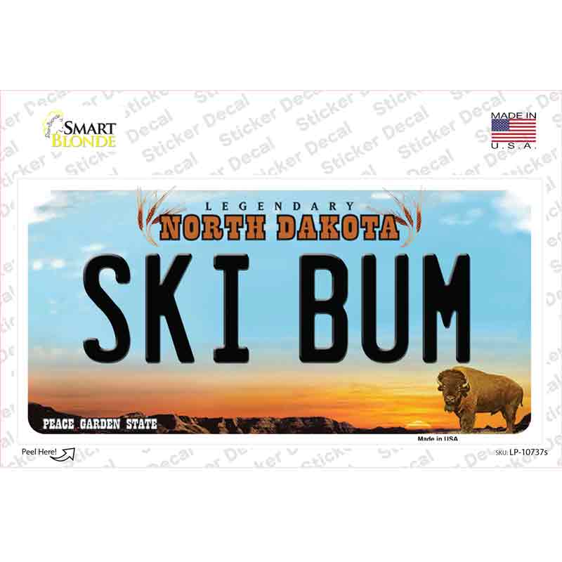 LP-10737s-M Ski Bum North Dakota Novelty Sticker Decal, Medium