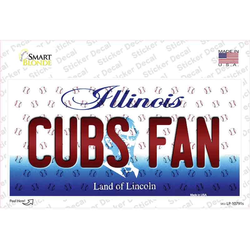 LP-10791s-M Cubs Fan Illinois Novelty Sticker Decal, Medium