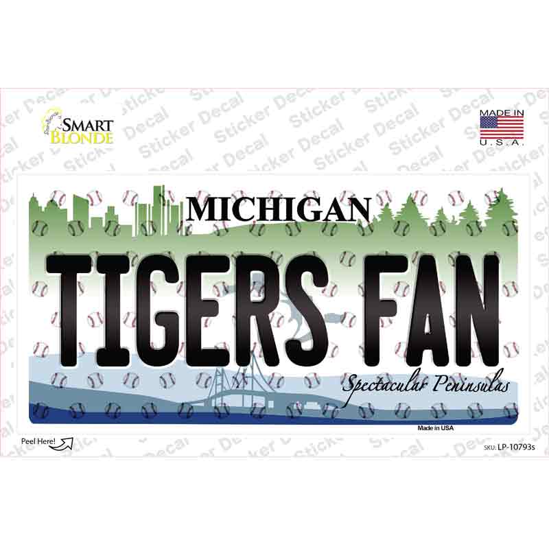 LP-10793s-M Tigers Fan Michigan Novelty Sticker Decal, Medium