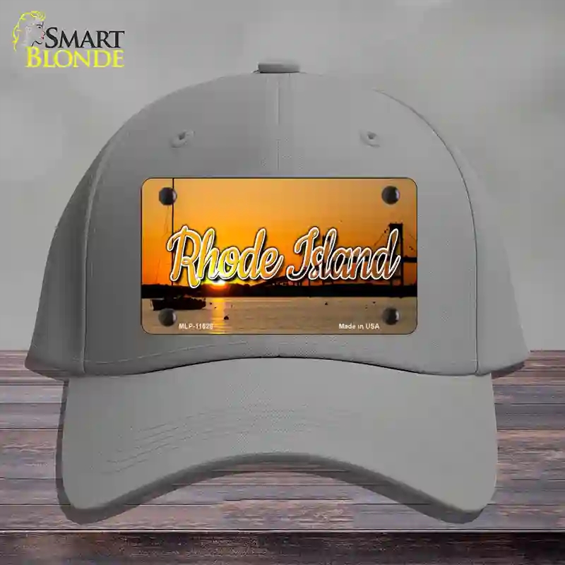 HAT23-MLP-11628 Rhode Island River Sunset State Novelty License Plate Hat, Cotton - Gray
