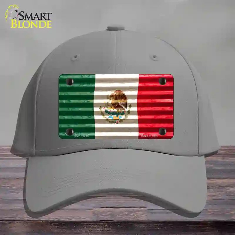 HAT23-MLP-11816 Mexico Flag Novelty License Plate Hat, Cotton - Gray
